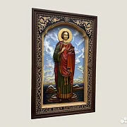Икона резная из дерева Святой Целитель Пантелеймон — фотография 2