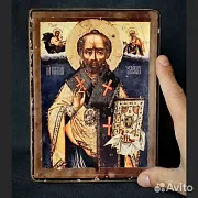 Икона. Св. Николай Чудотворец. Дерев — фотография 1