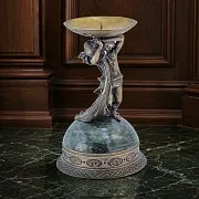 Подсвечник «Водолей» из бронзы и змеевика — фотография 1
