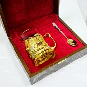 Латунный подстаканник «Русская тройка» — фотография 2