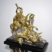Каминные часы «Георгий Победоносец» с бронзовой фигурой — фотография 2