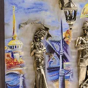 Бронзовая картина «Пара. Набережная. Мост» — фотография 6