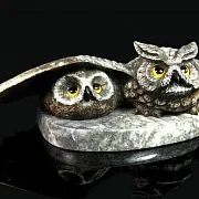 Скульптура «Сова с совенком» из кальцита — фотография 3
