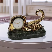 Настольные часы «Скорпион» из бронзы и змеевика — фотография 1