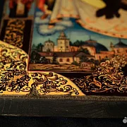 Икона на дереве "Спас с Архангелами" Ручная работа — фотография 5