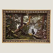 Резное панно «Мишки в лесу» 49×70 см — фотография 1