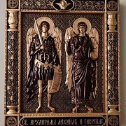 Резная Икона Архангелы Михаил и Гавриил — фотография 4